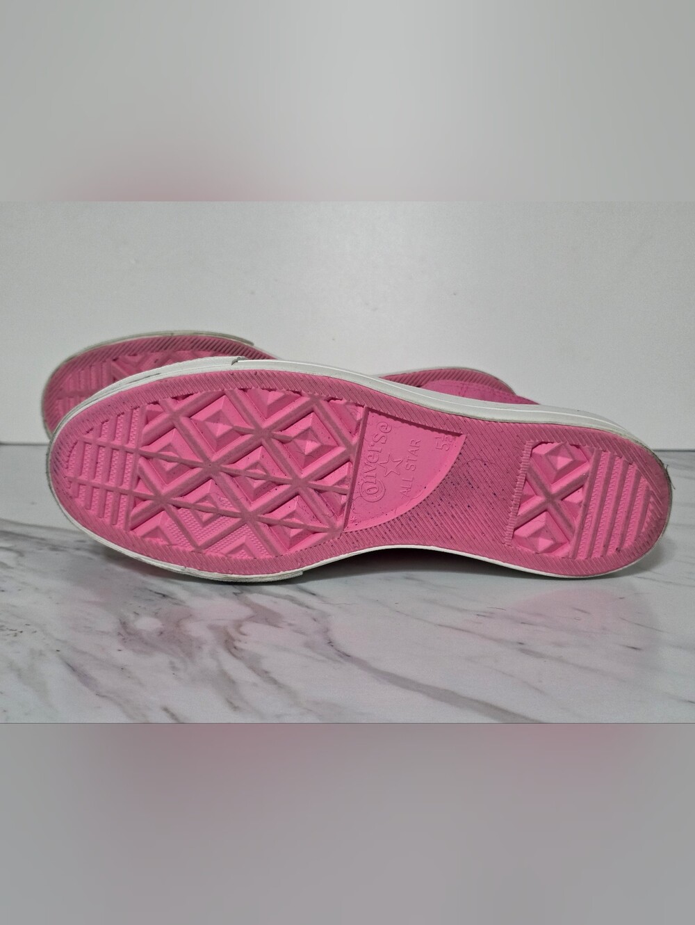 Converse Pink High-Top Kids Canvas Sneaker with White Sole - Picture 8 of 9